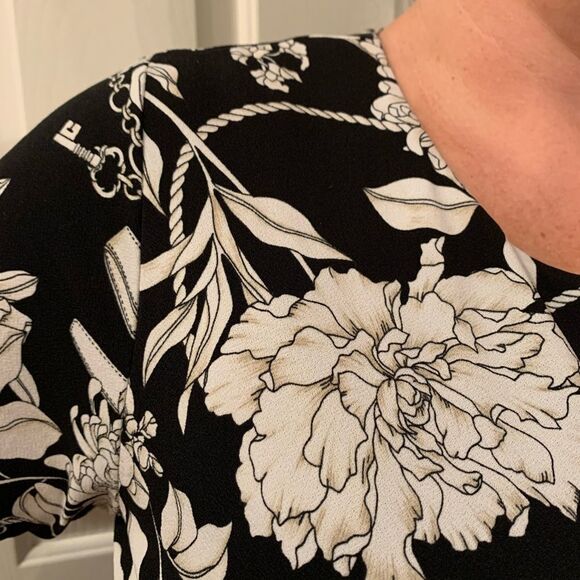 Charter Club Floral Belt Tie Bell Sleeve Dress 1X - Picture 3 of 4